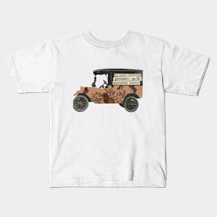 Old Vintage Car with butterflies motif Kids T-Shirt